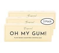 OH MY GUM! Gomma da masticare naturale al gusto tropicale, confezione da 3 (10 pezzi/confezione) | Gomma da masticare 100% a base vegetale senza aspartame | Gomma da masticare senza zucchero e buona