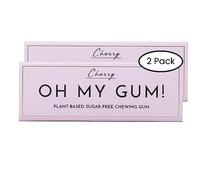 OH MY GUM! Gomma da masticare naturale in ciliegia, confezione da 2 (10 pezzi/confezione) | Gomma da masticare 100% a base vegetale senza aspartame | Gomma da masticare senza zucchero e buona per i