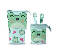 Oh My Pop Froggy-Astuccio Cute + Penna a 10 Colori + Penna Gel Cancellabile, Turchese, 11,5 x 17 cm