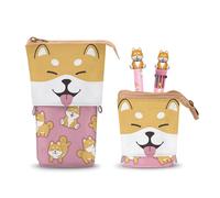 Oh My Pop Shiba-Astuccio Cute + Penna a 10 Colori + Penna Gel Cancellabile, Multicolore, 11,5 x 17 cm