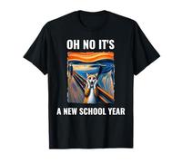 Oh no, è un gatto del nuovo anno scolastico con umorismo viso sorpreso Maglietta