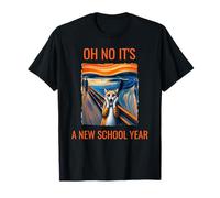 Oh no, è un gatto del nuovo anno scolastico con umorismo viso sorpreso Maglietta