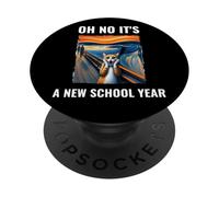 Oh no, è un gatto del nuovo anno scolastico con umorismo viso sorpreso PopSockets PopGrip Adesivo
