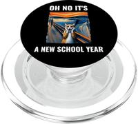 Oh no, è un gatto del nuovo anno scolastico con umorismo viso sorpreso PopSockets PopGrip per MagSafe