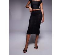 Oh Polly - Gonna lunga in maglia traforata nera-Nero XS