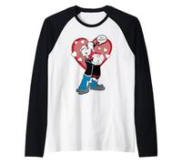 Oh Popeye The Sailor Man Olive OYL Love San Valentino Maglia con Maniche Raglan