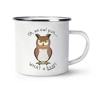 Oh Un Gufo Gioco di Parole What a Hoot Rétro Smalto Tazza - Funny Scherzo