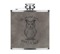 Oh Un Gufo Gioco di Parole What Grido 170ml Simil Pelle Hip Flask Grigio Funny