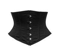 OH WEARS Corsetto sottoseno in twill di cotone nero e nudo con stecche in acciaio, trainer da vita per donne, shapewear a forma di clessidra, stringivita con laccetti stretti, Nero , 3XS