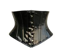OH WEARS Halloween Underbust Nero PVC Corsetto Acciaio Disossato Vita Trainer Steampunk Perfetto Clessidra Figura, Nero , 3XS