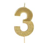 OH YEAH - 1 pezzo -Candela Compleanno - Candela in oro originale - Candela Anniversario -Candela unica - Candela Numero - Numero 3 - Compleanno 10,20,30,40,50,60,70,80,90 - Glitter Oro - Design unico