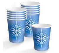 OH YEAH - 10 pezzi - Bicchiere in cartone usa e getta Festa Principessa Ghiaccio - 270 cc - Piatti, Bicchieri, Tovaglioli e Tovaglia - Decorazione Compleanno per Bambini - Fiocco Neve - Celebrazioni e