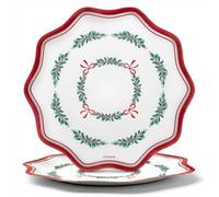 OH YEAH - 2 pezzi - Vassoio Cartone Monouso Natale All I Want - Ø 33 cm - Piatti, Bicchieri, Tovaglioli e Tovaglia - Decorazione Tavolo natalizio - Design Agrifoglio e Fiocchi Rossi - Celebrazioni