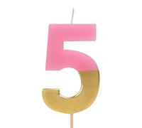 OH YEAH - Candele numero 5 per torte - Rosa e oro - Numeri da 0 a 9-7 cm - Perfette per torte per bambini e adulti - Decorazione di compleanno - Candela bicolore metallizzata