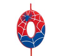 OH YEAH - Candeline a Numero 0 Ragni per Torte - Numeri da 0 a 9-6 cm - Perfette per Torte per Bambini - Colore Rosso e Blu con Ragnatele e Ragno - Candela Compleanno Bambini - Festa a Tema Ragni