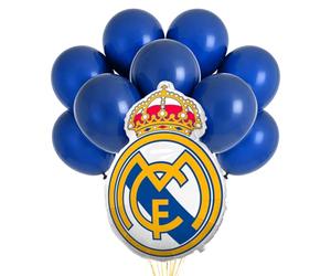 OH YEAH - Decorazione Compleanno Real Madrid - Ideale per feste per bambini - Pacchetto Compleanno Calcio - Ambiente Calcio - Per Comunioni ed Eventi a tema (Scudo Real Madrid + Palloncino)