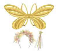OH YEAH - Festa di Compleanno Fata - Bacchetta + Ali Palloncino Foil + Fasce Fiori - Compleanno Bambini - Decorazione Compleanno Bambini a tema - Per Eventi e Feste (Kit Costume Fata)