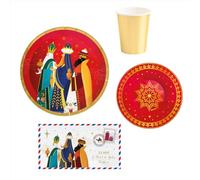 OH YEAH - Kit 6 Persone Re Magi Monouso - 38 pezzi - Decorazione a tema natalizio della notte dei Re Magi - Design festivo natalizio - Celebrazione Notte dei Re