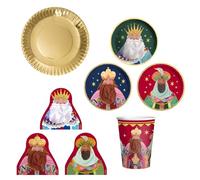 OH YEAH - Kit 6 Persone Re Magi Monouso - 42 pezzi - Decorazione a tema natalizio della notte dei Re Magi - Design festivo natalizio - Celebrazione Notte dei Re
