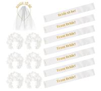 OH YEAH - Kit Addio al nubilato Sposa e amiche - Fasce e Fasce - Accessori Addio Single - Team Bride - Fascia Bride To Be con Velo - Fasce Fiori Bianchi (Bianco 2, Sposa + 6 amiche)