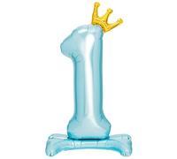 OH YEAH - Palloncino Piede Numero 1 Blu - 105 cm - Numero con Corona - Compleanno Bambini - Numeri 1, 2, 3 - Palloncini Primo Compleanno - Palloncino Numero Gigante - CON BASE