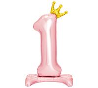 OH YEAH - Palloncino Piede Numero 1 Rosa - 105 cm - Numero con Corona - Compleanno Bambini - Numeri 1, 2, 3 - Palloncini Primo Compleanno - Palloncino Numero Gigante - CON BASE