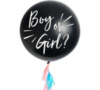 OH YEAH! - Pallone Rivelazione Genere Bambino - Decorazione Baby Shower - Rivelazione di Genere - Pallone Nero con Coriandoli Azzurri o Rosa - Gender Reveal - 1 Unità 90 cm - ADATTO PER ELIO