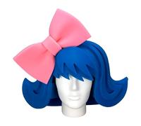 OH YEAH - Parrucca in Foam Giganti Blu con Fiocco Rosa - 37 cm di altezza x 48 cm di lunghezza - Accessori Originali - Hora Pazza - Costumi - Matrimoni - Eventi a tema - PELUCAS FOAM GRANDES