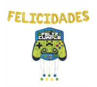 OH YEAH - Pignata Compleanno Bambini Gamer con Ghirlanda - Grande pignata di Compleanno - Decorazione Feste Bambini - Ghirlanda Palloncini Compleanno - Pignata Gamer 50 x 40 cm - FACILE MONTAGGIO