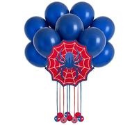 OH YEAH - Pignata Compleanno Spider 45 x 45 cm + 10 Palloncini Blu Marino Ø 30 cm - Decorazione per feste per bambini - Grandi pignate da riempire con giocattoli e caramelle - Facile da riempire