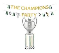 OH YEAH - Pignatta di compleanno a forma di coppa di calcio, 42 x 50 cm + ghirlanda "The Champions Party", decorazione per feste per bambini, grande pignatta da riempire con giocattoli e caramelle