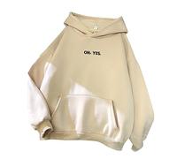 Oh Yes Felpe con cappuccio in cotone per le donne carine con cappuccio Inverno Autunno Pullover Felpe con cappuccio Comfort Gotico Casual Foderato in pile Lettera Grafica Loose Fit Felpe College con