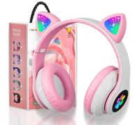OHAANYY Cuffie Bluetooth per Bambini, Bambine, Cuffie per Orecchie da Gatto, Over-Ear con Luce LED, Cuffie Sereo Pieghevoli, Bluetooth, Cuffie Wireless per Bambini con Microfono, Micro SD/TF (6)