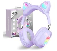 OHAANYY Cuffie Bluetooth per Bambini, Bambine, Cuffie per Orecchie da Gatto, Over-Ear con Luce LED, Cuffie Sereo Pieghevoli, Bluetooth, Cuffie Wireless per Bambini con Microfono, Micro SD/TF (2)