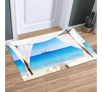 OHAGS Tappeto da Bagno Antiscivolo,Tappeto Doccia in Microfibra,Arredamento balinese, spiaggia accanto a un letto balinese, sole estivo più limpido,Tappetino Bagno Lavabili in Lavatrice,60x90 CM