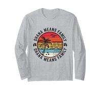 Ohana Means Family Citazione 70s Retro Hawaiian Beach Vacation Maglia a Manica