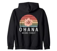 Ohana Significa Ibisco al Tramonto Hawaiano della Famiglia Felpa con Cappuccio