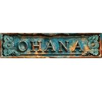 Ohana Targa in metallo vintage, regalo di Pasqua, 10,2 x 40,6 cm, targa decorativa adatta per camere, case, porte, giardini, grotte, fattoria, decorazione da parete per esterni