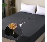 ohano Coprimaterasso impermeabile, 140 x 200 cm, con angoli elasticizzati, traspirante, per incontinenza, protezione dall'umidità, per tutte le stagioni, grigio scuro