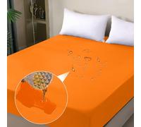 ohano Coprimaterasso impermeabile, 140 x 200 cm, impermeabile e traspirante, per incontinenza, protezione dall'umidità, per tutte le stagioni, colore arancione