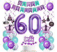 Ohaoduo decorazioni 60 anni compleanno donna viola decorazioni torta 60 anni compleanno donna decorazione palloncini 60 anni compleanno donna viola palloncini 60 anni donna decorazioni