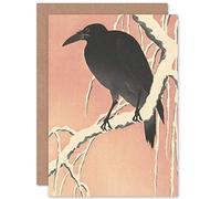Ohara Koson Crow On Snowy Branch Japanese Painting Fine Art Greeting Card Plus Envelope Blank Inside Neve giapponese Pittura