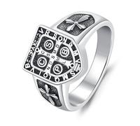 OHAYOO Anelli da uomo in argento 925 con segno vichingo, anello rune, mitologia nordica, amuleto vichingo, gioielli per uomo, Argento sterling, Nessuna pietra preziosa