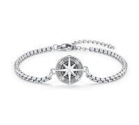 OHAYOO Bracciale con bussola in argento Sterling 925, regalo per uomo e donna