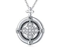 OHAYOO Collana da donna in argento Sterling 925 con bussola e ciondolo per laurea, regalo di compleanno per moglie e moglie