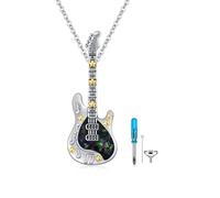 OHAYOO Collana per chitarra, in argento Sterling, con urna e ciondolo a forma di urna, per donne, uomini e amanti della musica, Standard, Argento sterling, Abalone