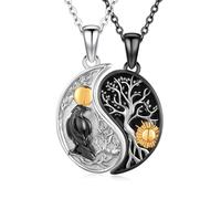 OHAYOO Collana Yin Yang in Argento Sterling 925 - Ciondolo per Lui e Lei, Regalo per Donna e Uomo - Standard, Nessuna Pietra Preziosa