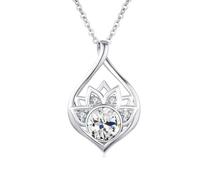 OHAYOO Lotus - Collana da donna in argento sterling 925, con zircone, con ciondolo a forma di fiore di loto, per yoga, donna, donna, ragazza