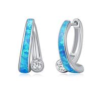 OHAYOO Orecchini a cerchio in argento sterling 925, opale, per donne e ragazze