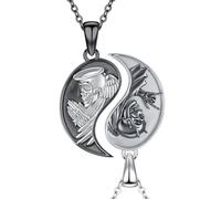 OHAYOO Yin Yang, ciondolo in argento 925, collana dell'amicizia per 2 luna, ciondolo a forma di sole, Ying Yang, regalo per donne, fidanzate e uomini, Normal, Argento sterling, Nessuna pietra preziosa